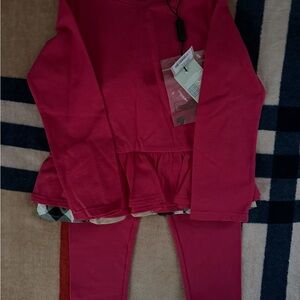 Burberry Children Magenta Long Sleeve Top and Leggings Set.